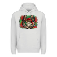Dove Grey christmas horseshoe bull skull Premium Hoodie - BarkalooDesign