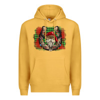 Mustard christmas horseshoe bull skull Premium Hoodie - BarkalooDesign