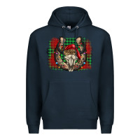 Navy christmas horseshoe bull skull Premium Hoodie - BarkalooDesign