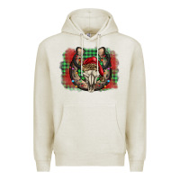 Oatmeal Heather christmas horseshoe bull skull Premium Hoodie - BarkalooDesign