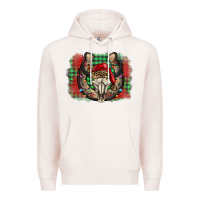 Pale Pink christmas horseshoe bull skull Premium Hoodie - BarkalooDesign