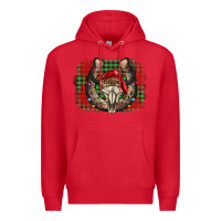Red christmas horseshoe bull skull Premium Hoodie - BarkalooDesign
