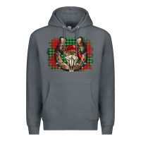 Rock christmas horseshoe bull skull Premium Hoodie - BarkalooDesign