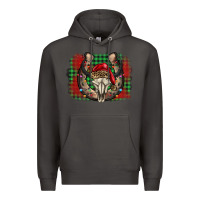 Smoke christmas horseshoe bull skull Premium Hoodie - BarkalooDesign