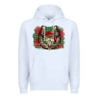 White christmas horseshoe bull skull Premium Hoodie - BarkalooDesign