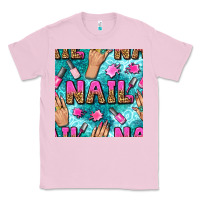 Bubblegum Pink nail art hands and polish with turquoise leopard and glitter seamless  Classic Tee - BundleAndBundleShop