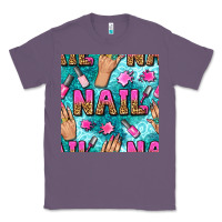 Lavender nail art hands and polish with turquoise leopard and glitter seamless  Classic Tee - BundleAndBundleShop