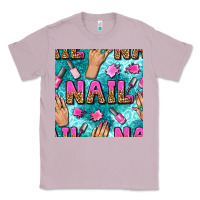 Lilac nail art hands and polish with turquoise leopard and glitter seamless  Classic Tee - BundleAndBundleShop