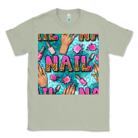 Matcha nail art hands and polish with turquoise leopard and glitter seamless  Classic Tee - BundleAndBundleShop