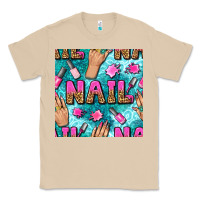Mushroom nail art hands and polish with turquoise leopard and glitter seamless  Classic Tee - BundleAndBundleShop