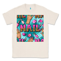 Natural nail art hands and polish with turquoise leopard and glitter seamless  Classic Tee - BundleAndBundleShop