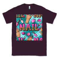 Plum nail art hands and polish with turquoise leopard and glitter seamless  Classic Tee - BundleAndBundleShop