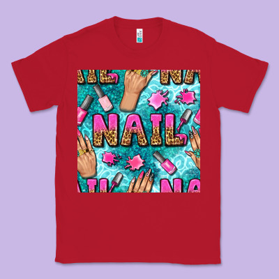 Nail Art Hands And Polish With Turquoise Leopard And Glitter Seamless  Classic Tee Designed By Bundleandbundleshop
