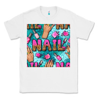 White nail art hands and polish with turquoise leopard and glitter seamless  Classic Tee - BundleAndBundleShop