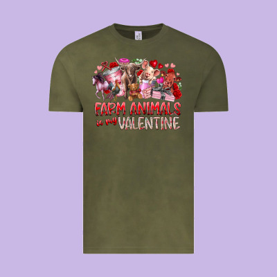Farm Animals Is My Valentine Vintage Tee Designed By Racoondesign