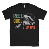 Black mens reel cool step dad fishing funny fathers day Classic Tee - linhVisuals