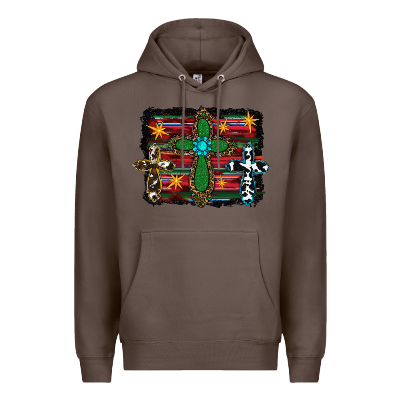 Cross Leopard Cowhide Glitter Serape Premium Hoodie by RanaPortraitStore | Teevron