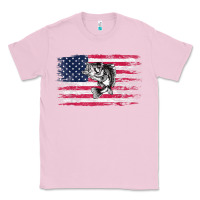 Bubblegum Pink bass fishing distressed american flag essential Classic Tee - linhVisuals
