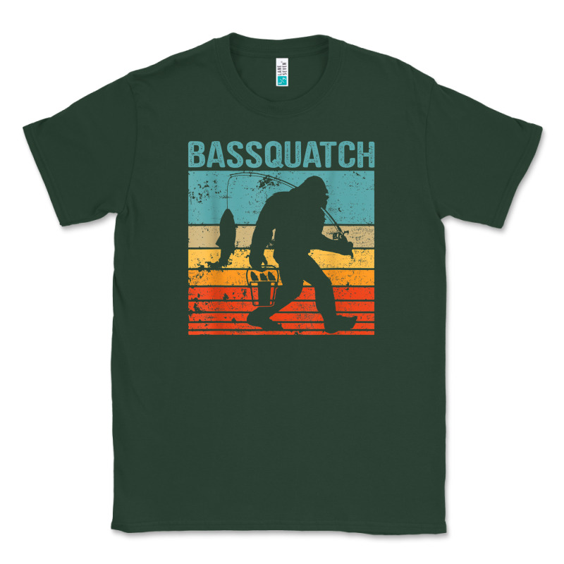 Bassquatch! Funny Bigfoot Fishing Outdoor Retro Classic Tee by linhVisuals | Teevron