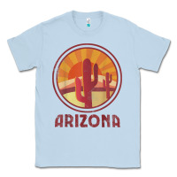 Dusty Blue arizona cactus sunset scene graphic t shirt Classic Tee - linhVisuals