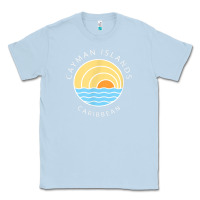 Dusty Blue cayman islands retro colorful ocean sunset palm tree novelty Classic Tee - linhVisuals