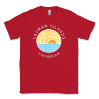 Red cayman islands retro colorful ocean sunset palm tree novelty Classic Tee - linhVisuals