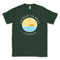 Sports Green cayman islands retro colorful ocean sunset palm tree novelty Classic Tee - linhVisuals