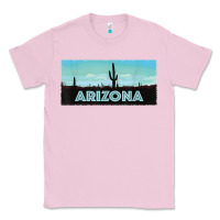 Bubblegum Pink arizona shirt   saguaro cactus desert landscape t shirt Classic Tee - linhVisuals