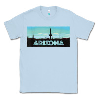 Dusty Blue arizona shirt   saguaro cactus desert landscape t shirt Classic Tee - linhVisuals