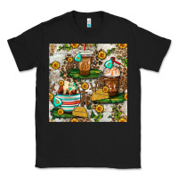 Black cow coffee cups and farm with leopard seamless pattern bbs Classic Tee - BundleAndBundleShop