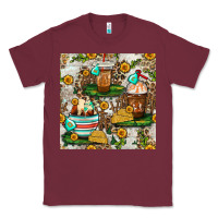 Burgundy cow coffee cups and farm with leopard seamless pattern bbs Classic Tee - BundleAndBundleShop