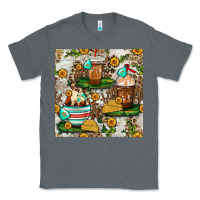 Charcoal Heather cow coffee cups and farm with leopard seamless pattern bbs Classic Tee - BundleAndBundleShop