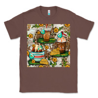 Chestnut cow coffee cups and farm with leopard seamless pattern bbs Classic Tee - BundleAndBundleShop
