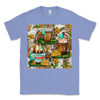 Colony Blue cow coffee cups and farm with leopard seamless pattern bbs Classic Tee - BundleAndBundleShop
