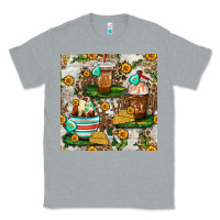 Heather Grey cow coffee cups and farm with leopard seamless pattern bbs Classic Tee - BundleAndBundleShop