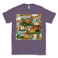 Lavender cow coffee cups and farm with leopard seamless pattern bbs Classic Tee - BundleAndBundleShop