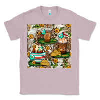 Lilac cow coffee cups and farm with leopard seamless pattern bbs Classic Tee - BundleAndBundleShop