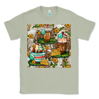 Matcha cow coffee cups and farm with leopard seamless pattern bbs Classic Tee - BundleAndBundleShop