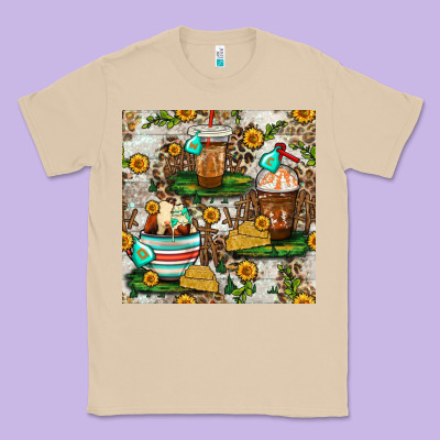 Cow Coffee Cups And Farm With Leopard Seamless Pattern Bbs Classic Tee Designed By Bundleandbundleshop