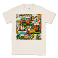 Natural cow coffee cups and farm with leopard seamless pattern bbs Classic Tee - BundleAndBundleShop