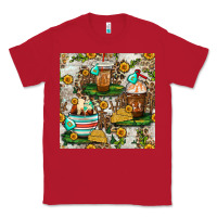 Red cow coffee cups and farm with leopard seamless pattern bbs Classic Tee - BundleAndBundleShop