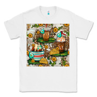 White cow coffee cups and farm with leopard seamless pattern bbs Classic Tee - BundleAndBundleShop