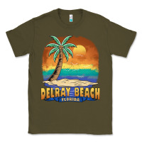 Army Green delray beach florida  vintage distressed souvenir long sleeve t shirt Classic Tee - linhVisuals