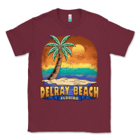 Burgundy delray beach florida  vintage distressed souvenir long sleeve t shirt Classic Tee - linhVisuals