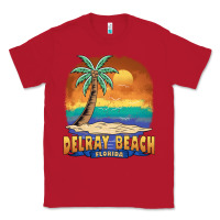 Red delray beach florida  vintage distressed souvenir long sleeve t shirt Classic Tee - linhVisuals