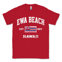 Red ewa beach hawaii hi vintage state athletic style t shirt Classic Tee - linhVisuals
