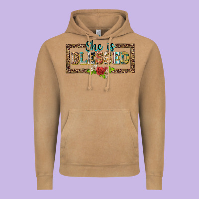 She Is Blesssed Floral Vintage Hoodie Designed By Barkaloodesign