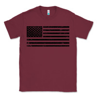 Burgundy black american flag distressed effect minimalist premium Classic Tee - linhVisuals