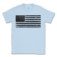 Dusty Blue black american flag distressed effect minimalist premium Classic Tee - linhVisuals