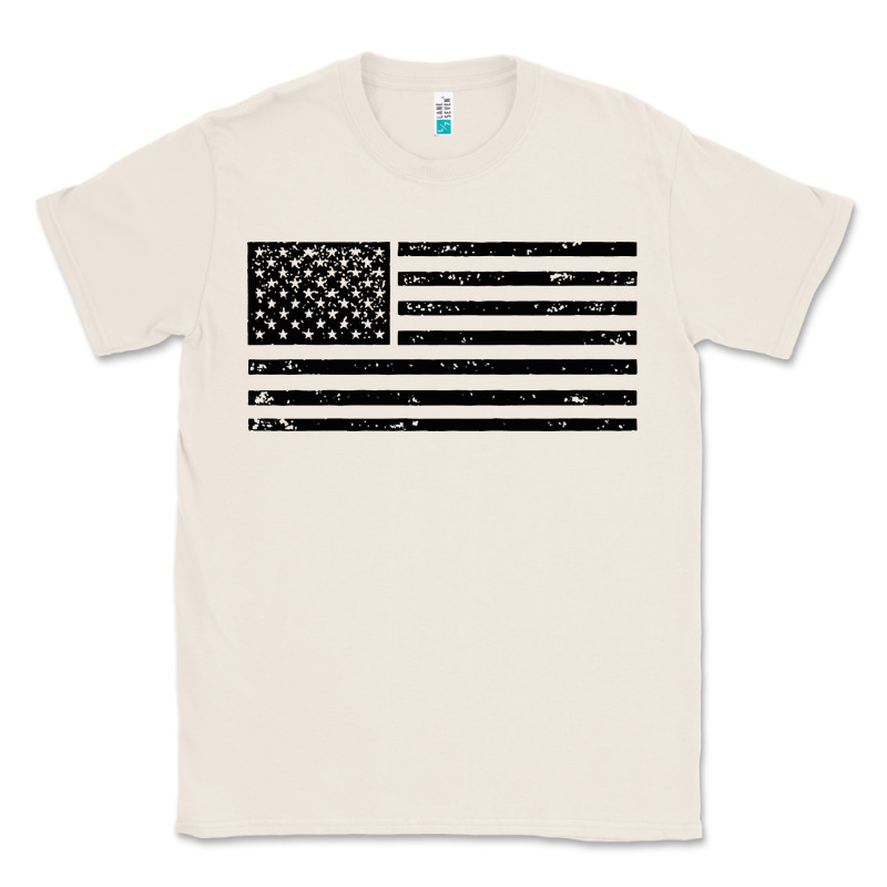 Black American Flag Distressed Effect Minimalist Premium Classic Tee by linhVisuals | Teevron